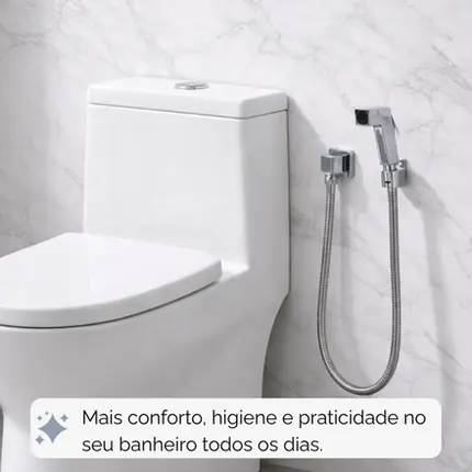 Ducha Higiênica Cromada Registro 1/4 Volta Mangueira 1,20m