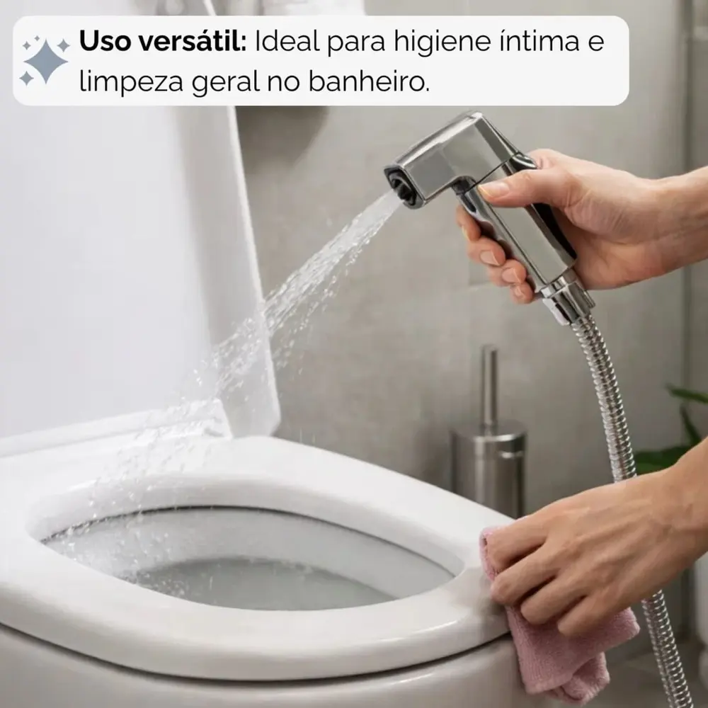 Ducha Higiênica Cromada Registro 1/4 Volta Mangueira 1,20m