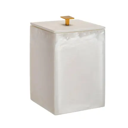 Lixeira Quadrada 5,5L em Resina Madreperola - Ouro Escovado