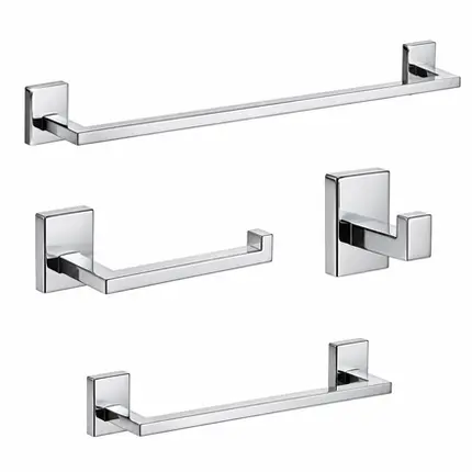 Kit de Acessórios para Banheiro 4 Peças Inox Cromado