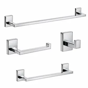Kit de Acessórios para Banheiro 4 Peças Inox Cromado