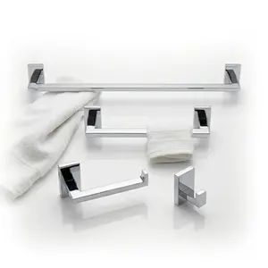 Kit de Acessórios para Banheiro 4 Peças Vogue Luxo Inox Cromado