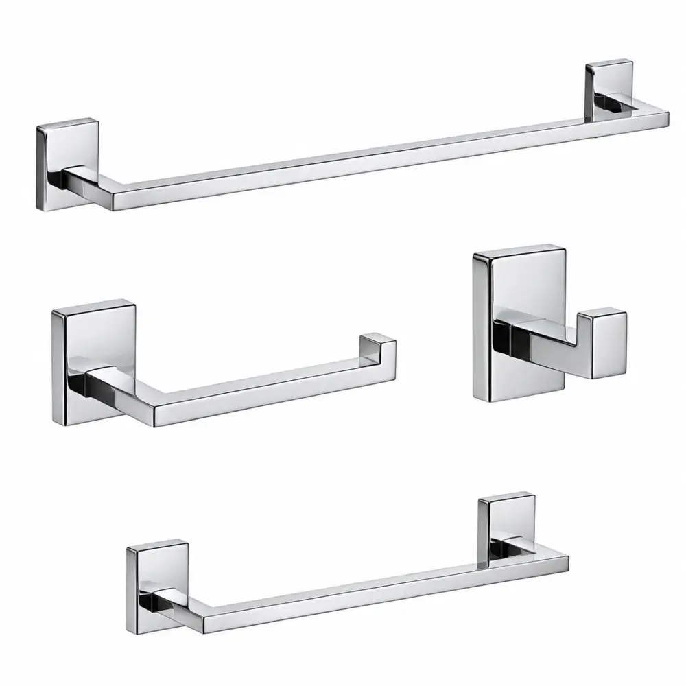 Kit de Acessórios para Banheiro 4 Peças Inox Cromado