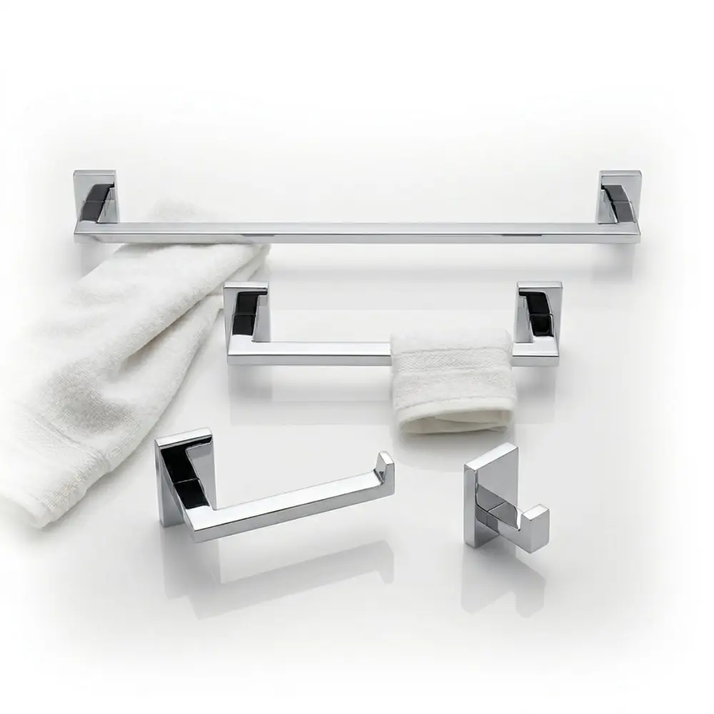 Kit de Acessórios para Banheiro 4 Peças Vogue Luxo Inox Cromado