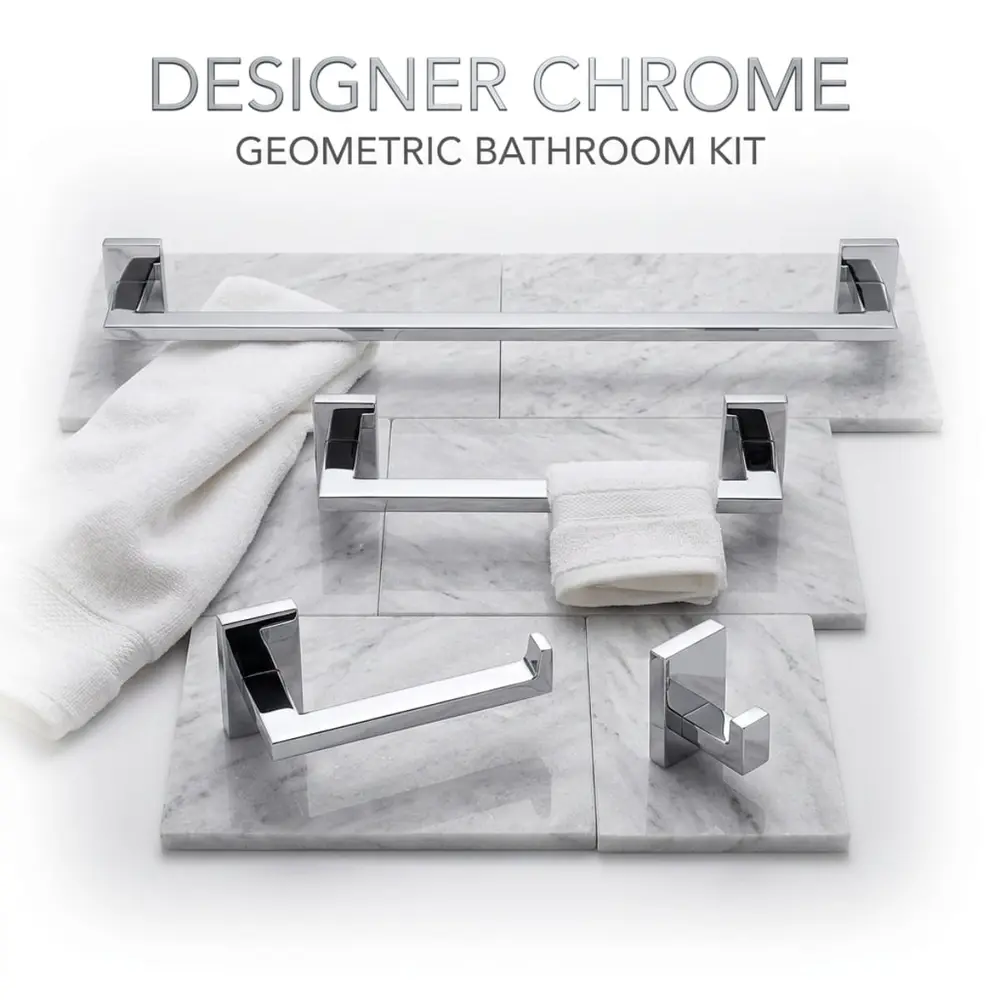 Kit de Acessórios para Banheiro 4 Peças Vogue Luxo Inox Cromado