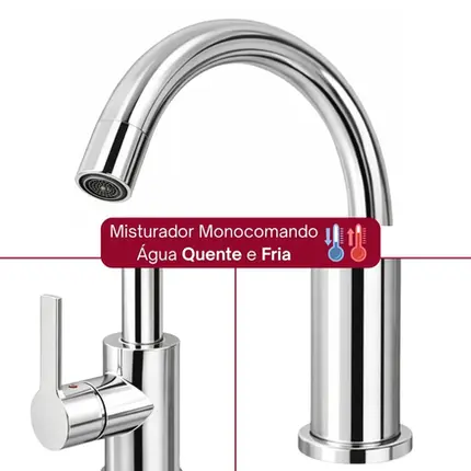 Torneira Gourmet Monocomando Cromada Água Quente e Fria 360