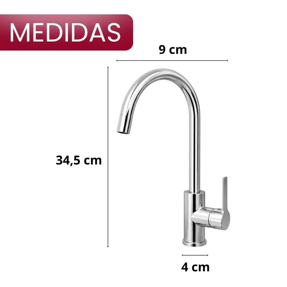Torneira Gourmet Monocomando Cromada Água Quente e Fria 360