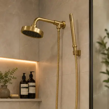 Chuveiro Articulado de Parede Autolimpante com Desviador Fani Mix Dourado Fosco 3310 DV500