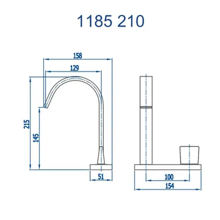 Torneira de Mesa com Acionamento Lateral Fani Prima Dourado Fosco 1185 DV210