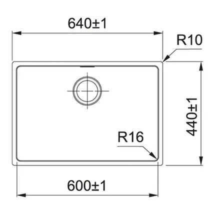 Cuba De Embutir Franke Línea 60x40cm em Aço Inox com Válvula 4,5