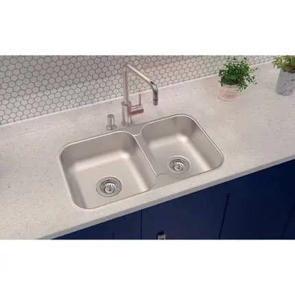 Cuba de Embutir/Sobrepor Dupla Tramontina 69x40 Isis 2C 34-28 BS em Aço Inox Escovado 94062102