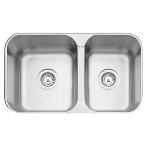 Cuba de Embutir/Sobrepor Dupla Tramontina 69x40 Isis 2C 34-28 BS em Aço Inox Escovado 94062102