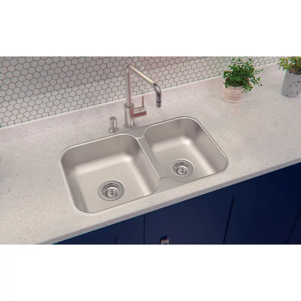 Cuba de Embutir/Sobrepor Dupla Tramontina 69x40 Isis 2C 34-28 BS em Aço Inox Escovado 94062102