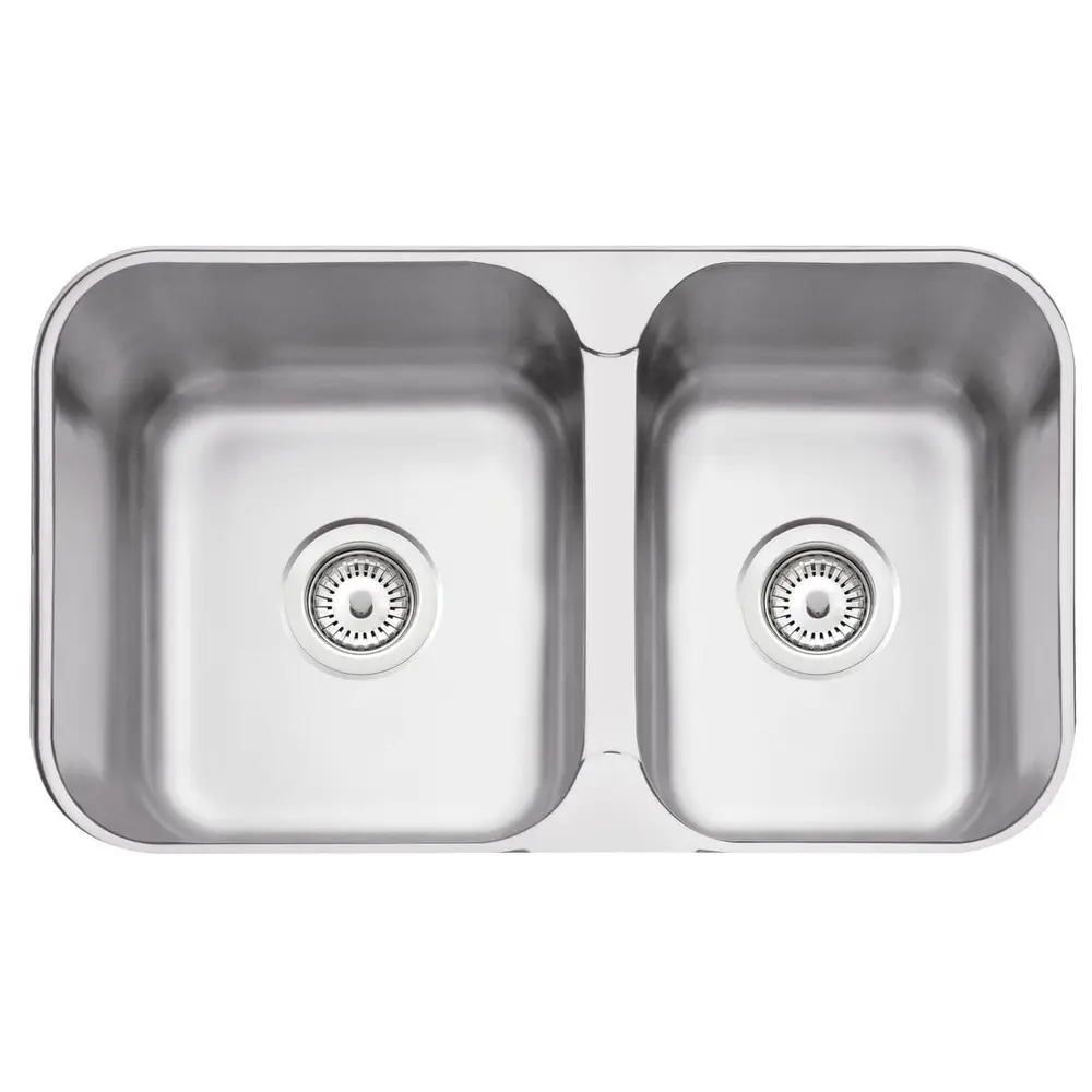 Cuba de Embutir/Sobrepor Dupla Tramontina 69x40 Isis 2C 34-28 BS em Aço Inox Escovado 94062102