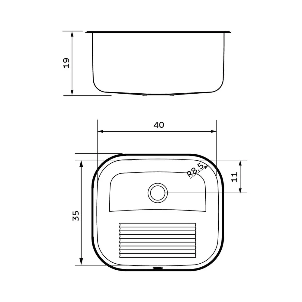Tanque de Encaixe 40x35 Tramontina Hera Compact 19 em Aço Inox Escovado 94404107