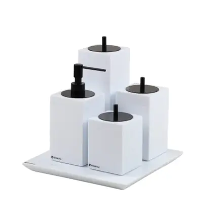 Conjunto Banheiro 4 Peças em Resina Branco - Black Matte