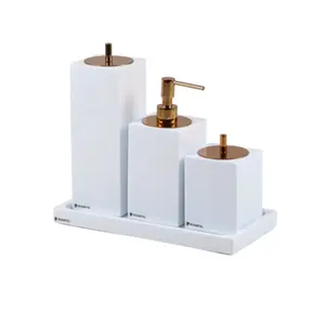 Conjunto Banheiro 3 Peças em Resina Branco - Red Gold