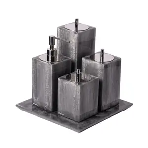 Conjunto Banheiro 4 Peças em Resina Prata Lunar - Cromado