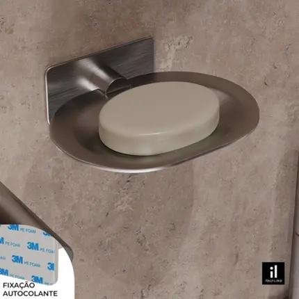 Porta Sabonete Italy Line Delia Inox Escovado Colante