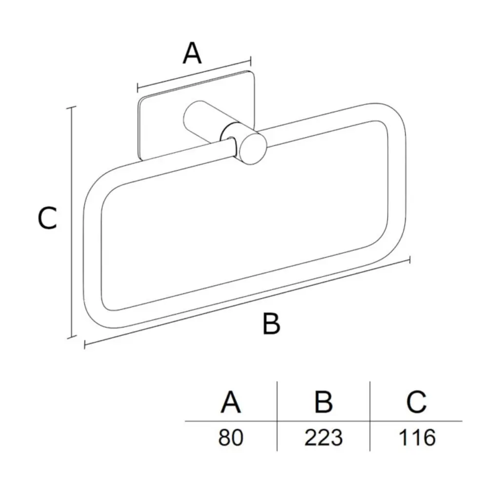Porta Toalha Argola Italy Line Delia Inox Escovado Colante