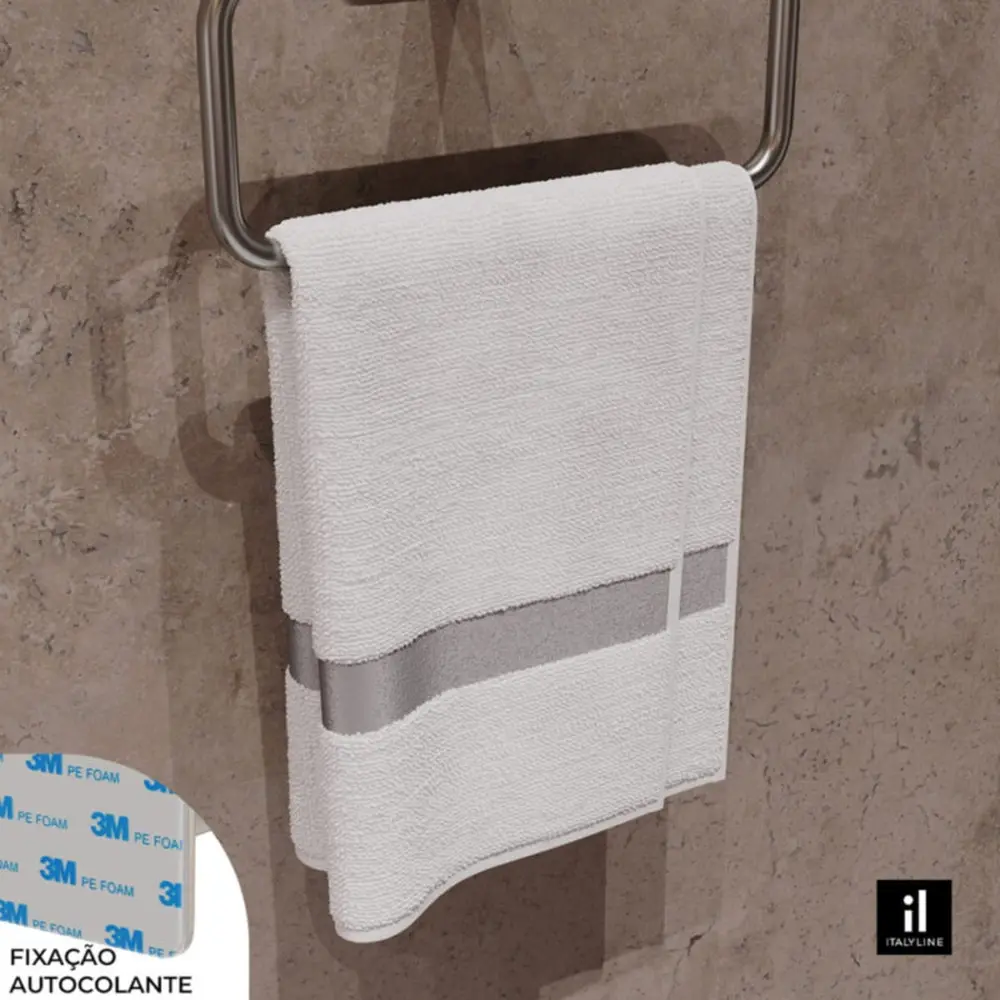 Porta Toalha Argola Italy Line Delia Inox Escovado Colante