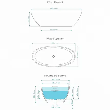 Banheira de Imersão Sabbia Búzios em Duramatt Branco Fosco com Válvula Click Branca