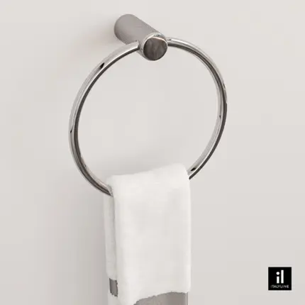 Porta Toalha Argola Italy Line Zigrinato Vitalle Inox Polido