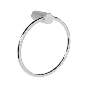 Porta Toalha Argola Italy Line Zigrinato Vitalle Inox Polido