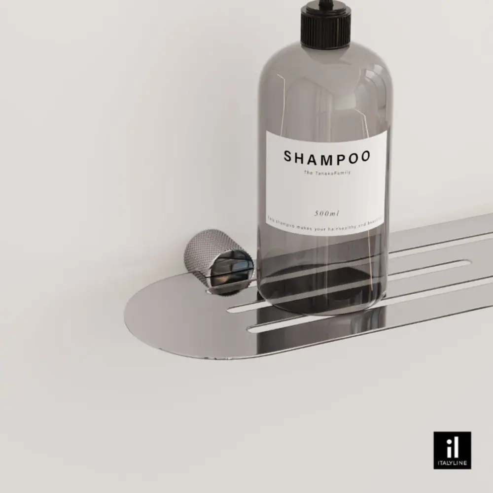 Porta Shampoo Italy Line Zigrinato Vitalle Inox Polido