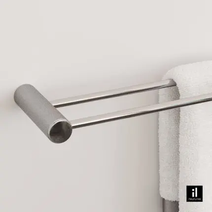 Porta Toalha Duplo Italy Line Zigrinato Vitalle Inox Polido