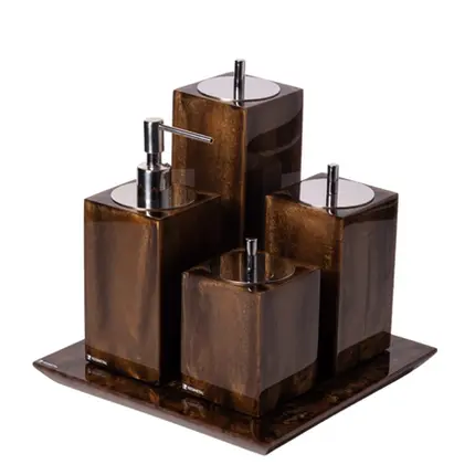 Conjunto Banheiro 4 Peças em Resina Brown - Cromado