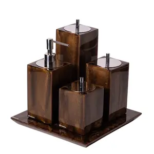 Conjunto Banheiro 4 Peças em Resina Brown - Cromado