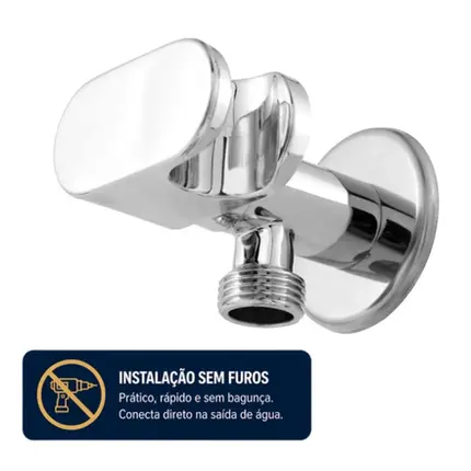Ducha Higiênica Universal Cromada Sem Furo Parede Moderna