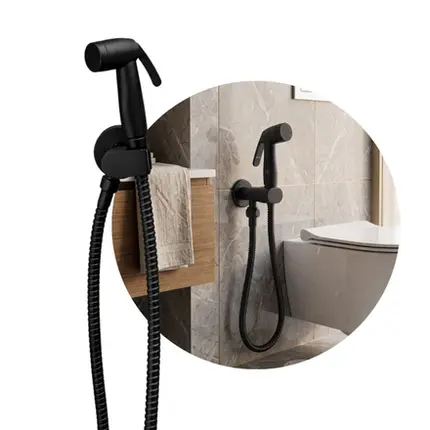 Ducha Higiênica Universal Preto Fosco Sem Furo Parede