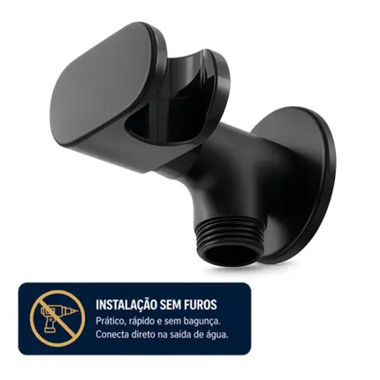 Ducha Higiênica Universal Preto Fosco Sem Furo Parede