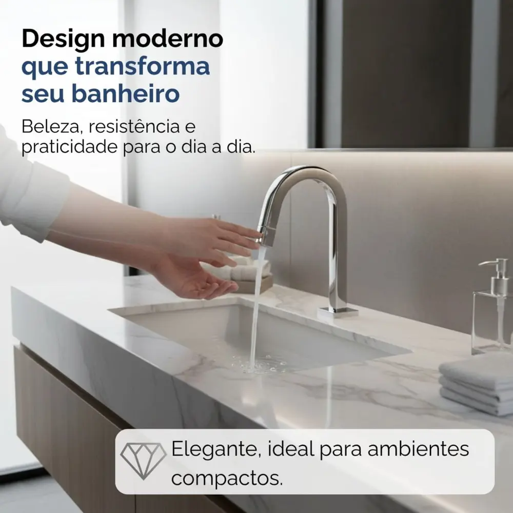 Torneira Banheiro Bica Baixa Tube Cromada Lavatório Moderna