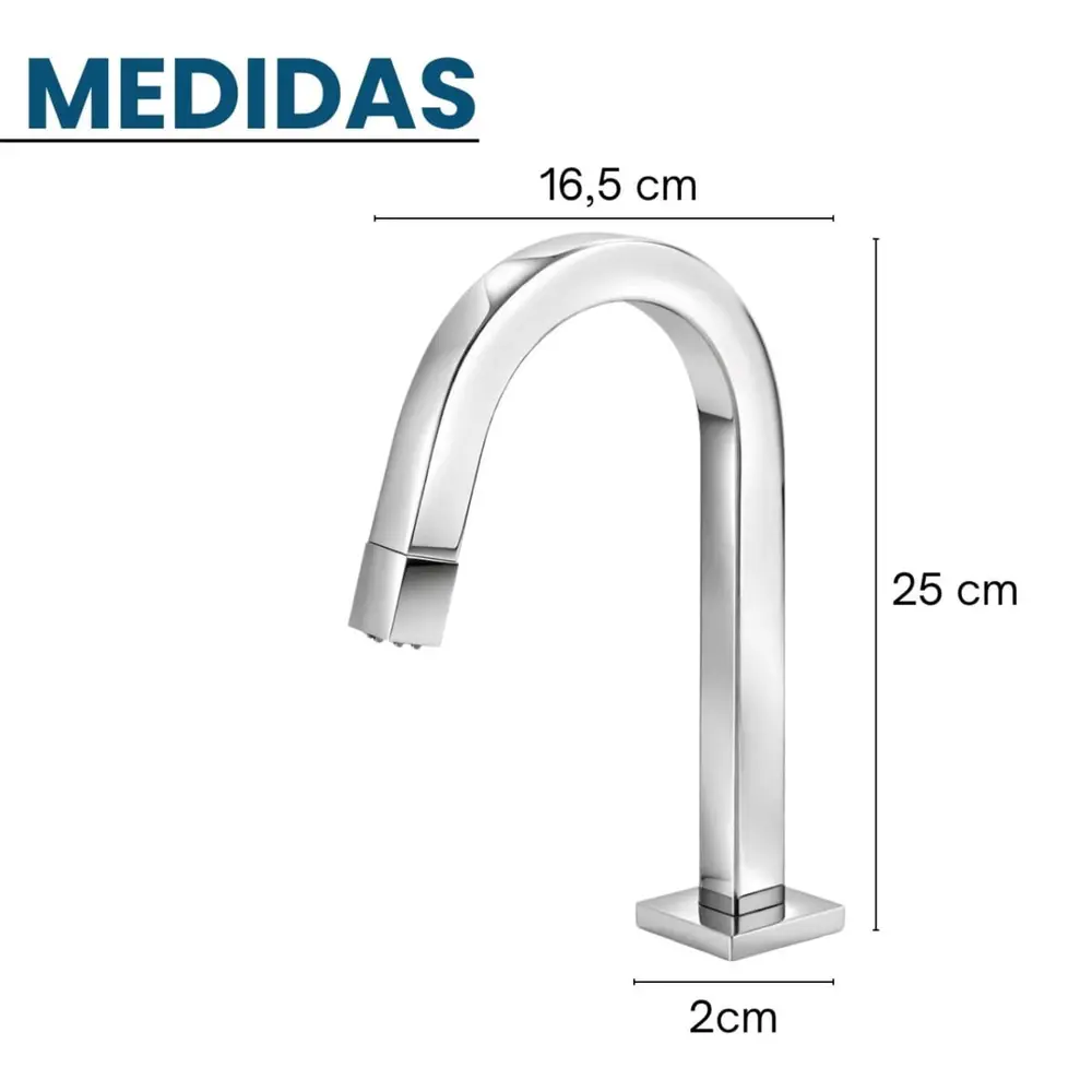 Torneira Banheiro Bica Baixa Tube Cromada Lavatório Moderna