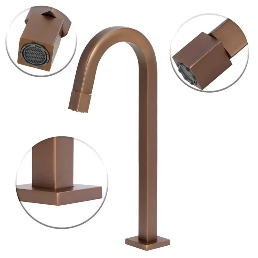 Torneira Banheiro Tube Bica Alta Corten Mesa Luxo Moderna