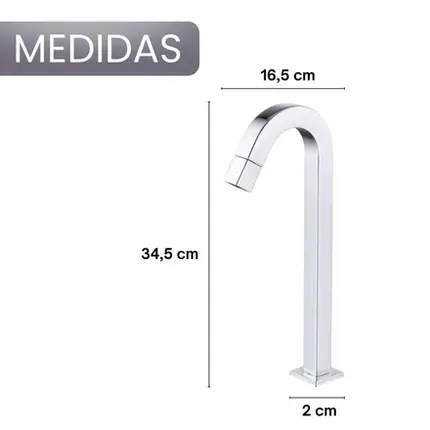 Torneira Bica Alta Tube Cromada de Mesa Base Fixa Banheiro