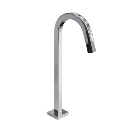 Torneira Bica Alta Tube Cromada de Mesa Base Fixa Banheiro