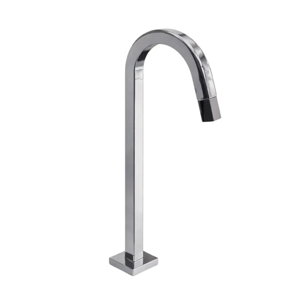 Torneira Bica Alta Tube Cromada de Mesa Base Fixa Banheiro