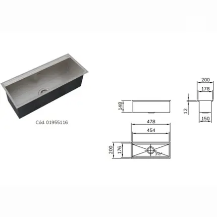 Canal Equipado 47,8x15 Mekal Match Mek Ce-1 Inox Escovado 01955116