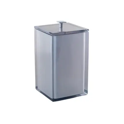 Lixeira Quadrada 5,5l em Resina Cristal Prata - Cromado