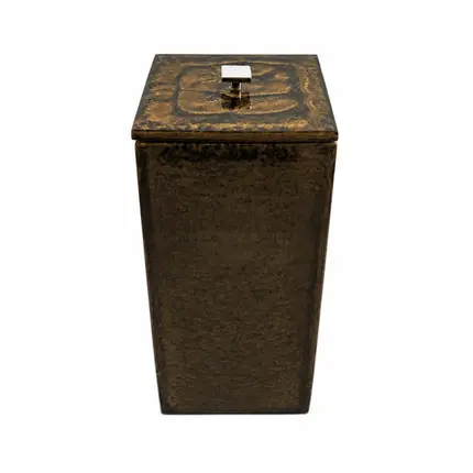 Lixeira Quadrada 5,5L em Resina Brown - Cromado
