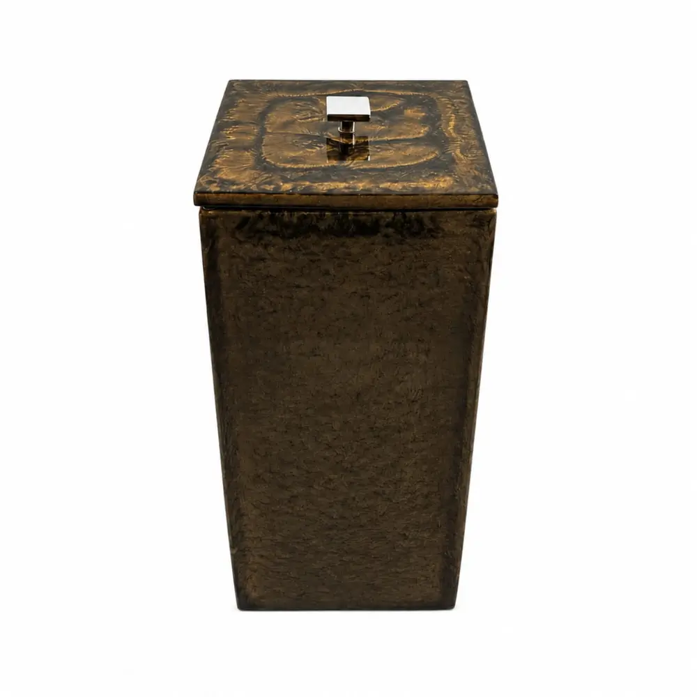 Lixeira Quadrada 5,5L em Resina Brown - Cromado