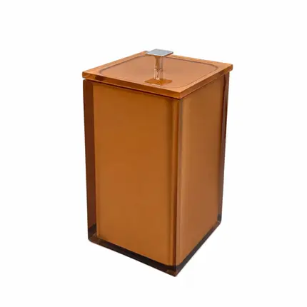 Lixeira Quadrada 4L em Resina Cristal Red Gold - Cromado