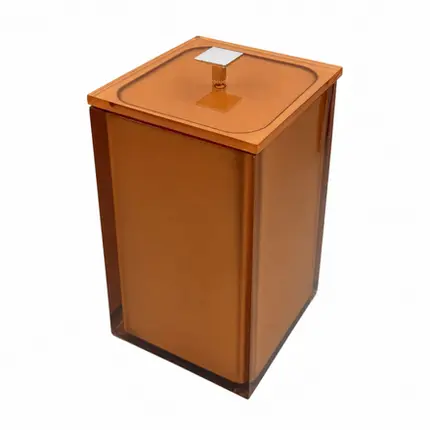 Lixeira Quadrada 4L em Resina Cristal Red Gold - Cromado