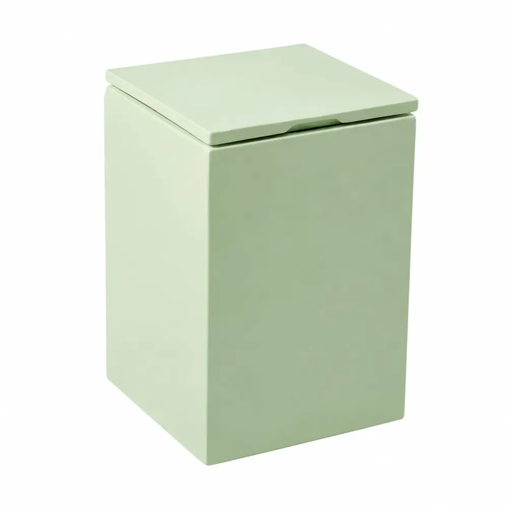 Lixeira Quadrada Slow Close 5,5L em Resina Pistache Fosco