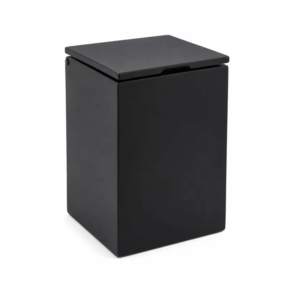 Lixeira Quadrada Slow Close 5,5L em Resina Preto Fosco