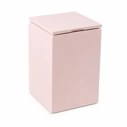 Lixeira Quadrada Slow Close 5,5L em Resina Rosa Chá Fosco